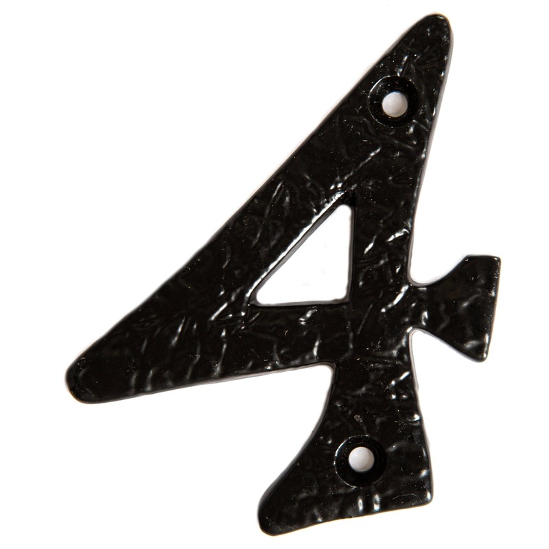 80mm Black Rustic Iron House Number 4