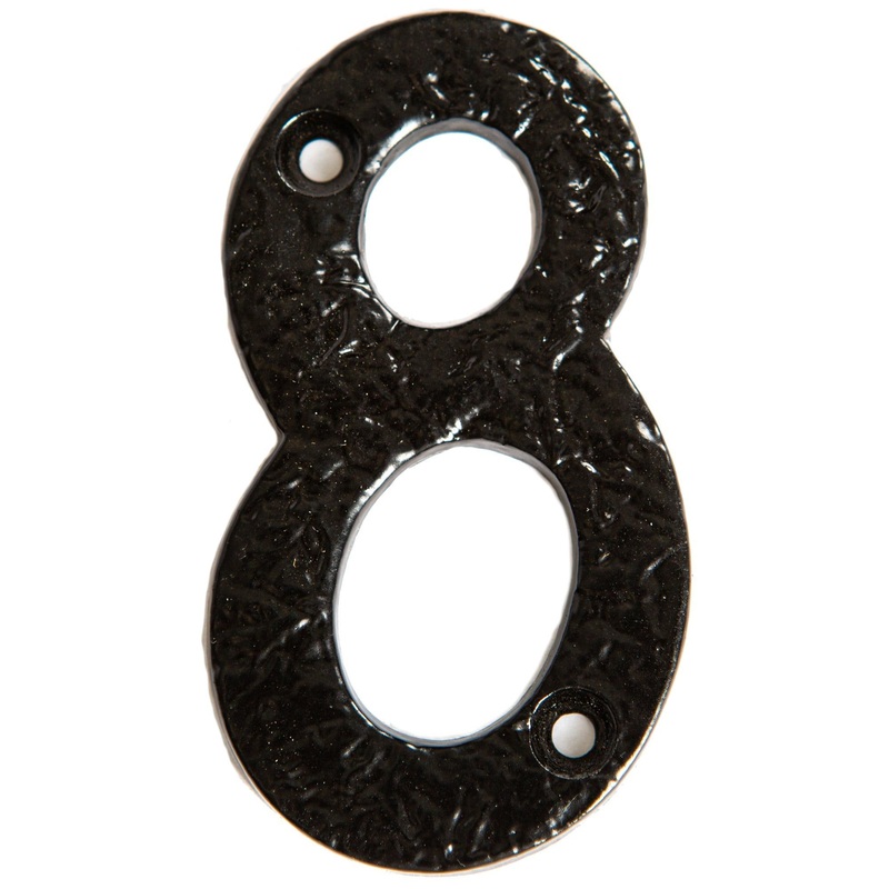 80mm Black Rustic Iron House Number 8