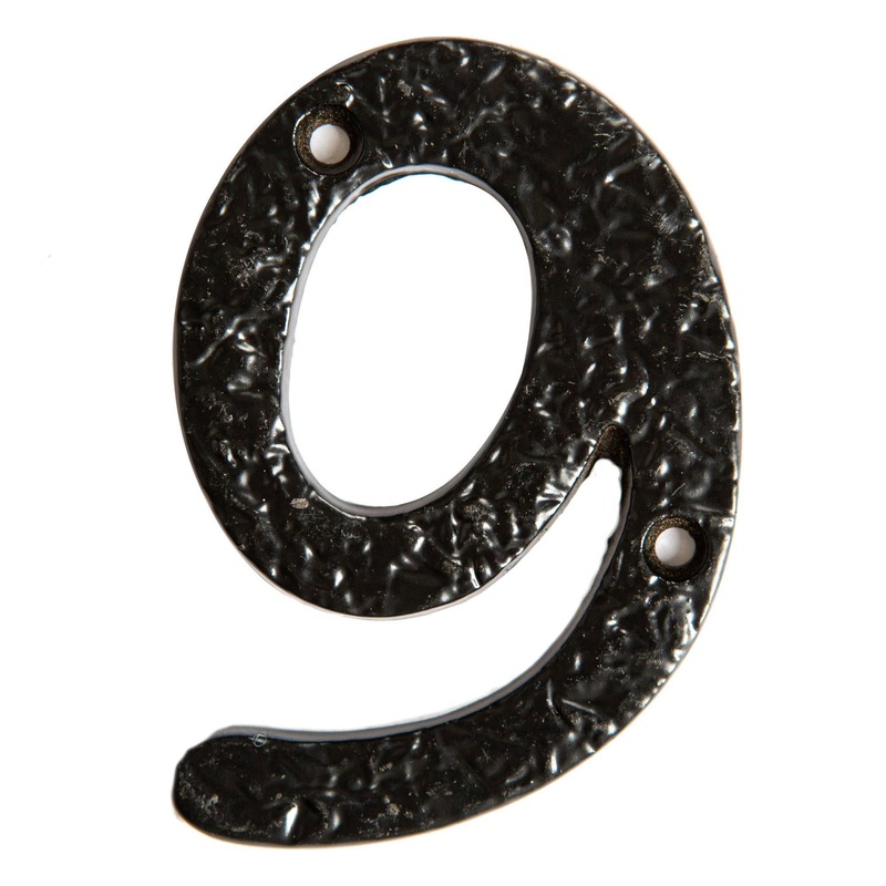 80mm Black Rustic Iron House Number 9