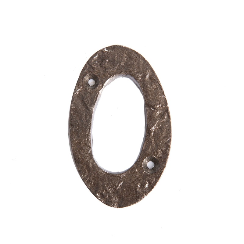 80mm Grey Rustic Iron House Number 0