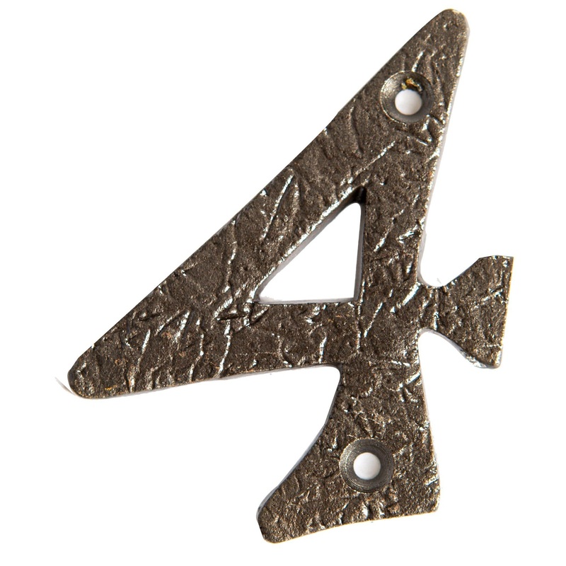 80mm Grey Rustic Iron House Number 4