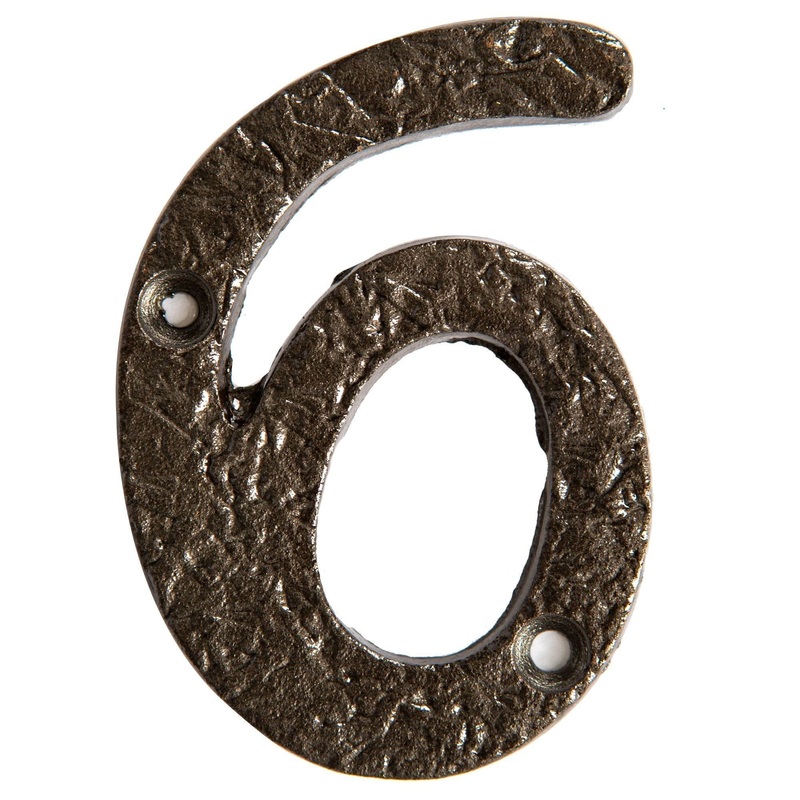 80mm Grey Rustic Iron House Number 6