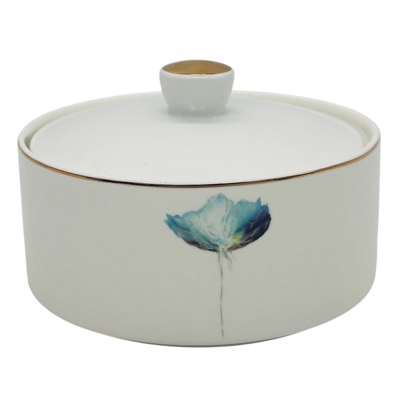 Angela Ceramic Sugar Pot with Lid 13cm*7.5cm, White-MK16