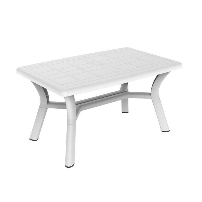Four-Seater Rectangular Tulip Plastic Garden Dining Table 140cm x 90cm