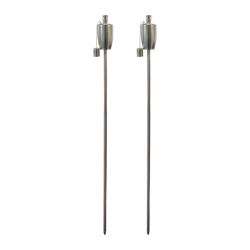 1.46m Metal Barrel Garden Fire Torches - Pack of 2