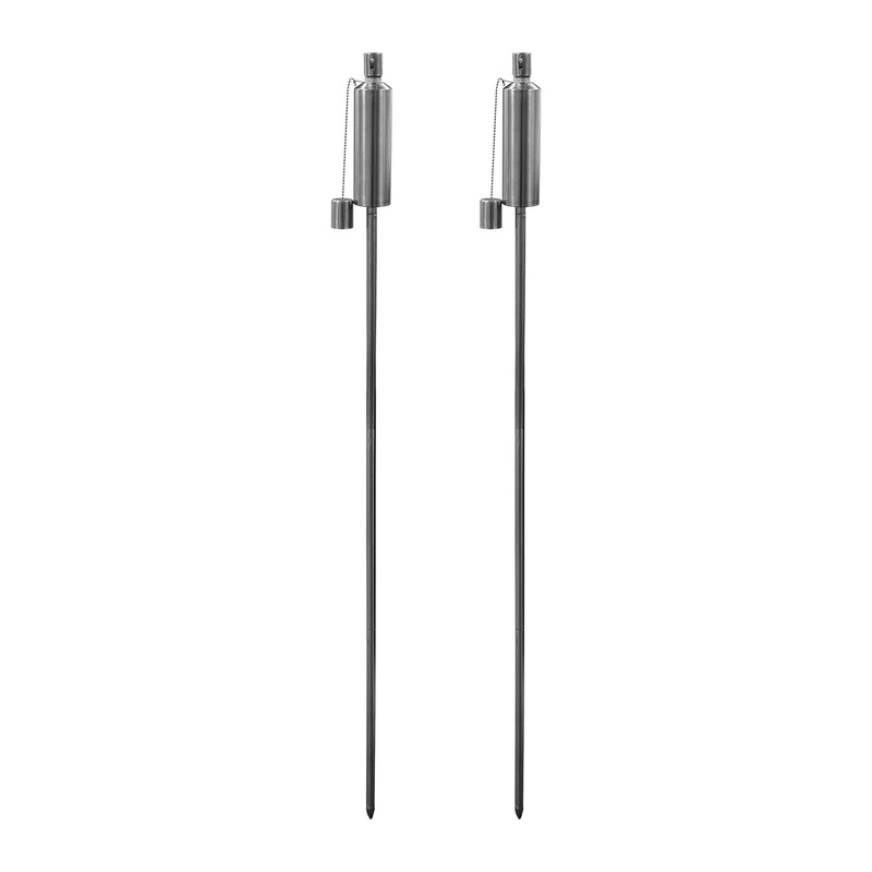 1.46m Metal Round Garden Fire Torches - Pack of 2