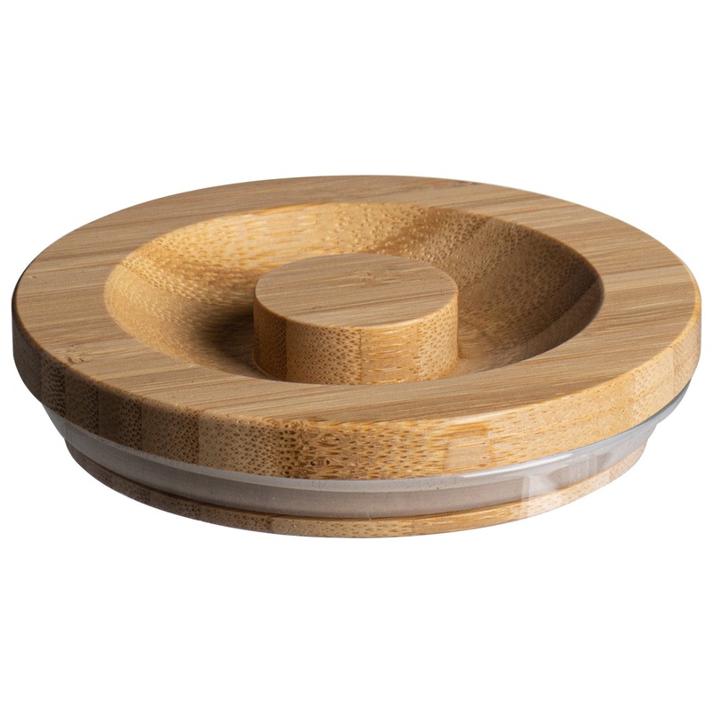 10cm Carved Wooden Scandi Storage Jar Lid