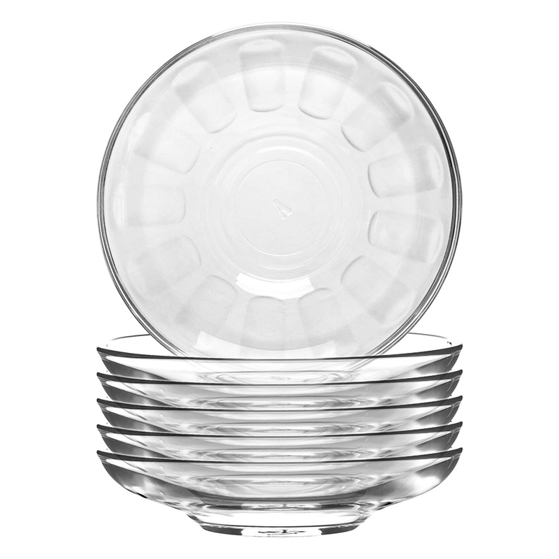 10cm Klasik Embossed Glass Turkish Tea Cup Saucers - Pack of Six