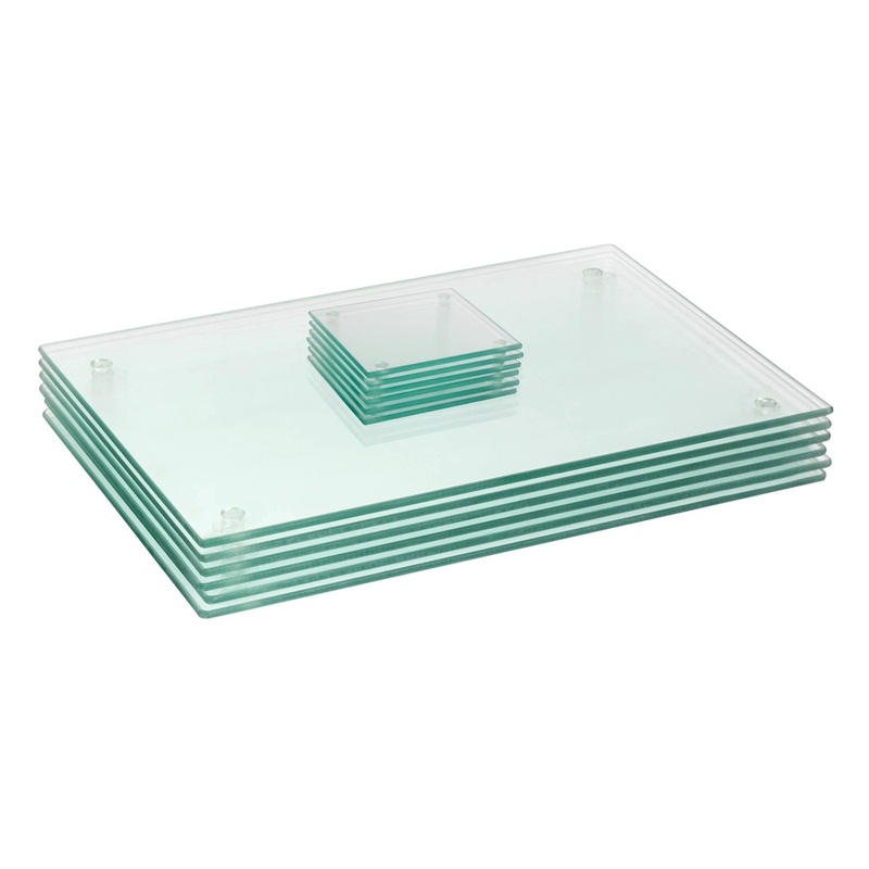12pc 40cm x 30cm Glass Placemats & Coasters Set