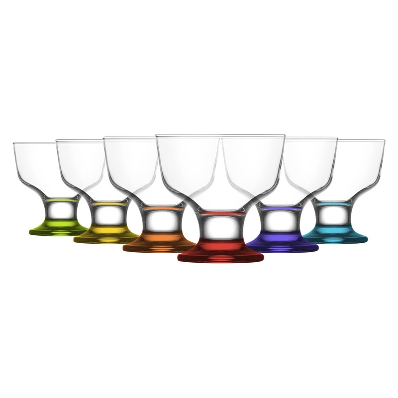 285ml Destina Multicolour Glass Ice Cream Bowls - Pack of Six