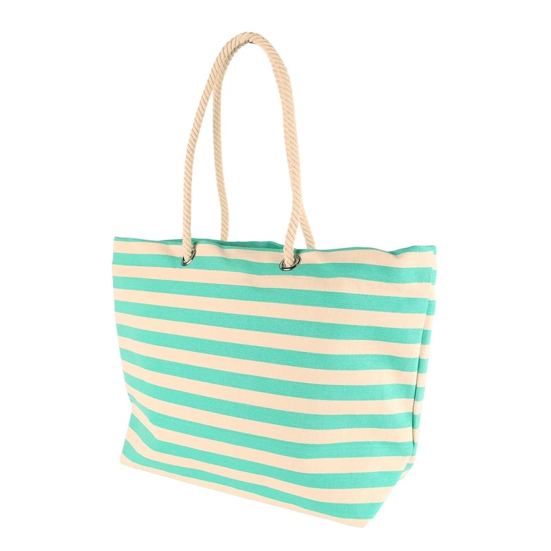 Large Striped Canvas Tote Beach Bag