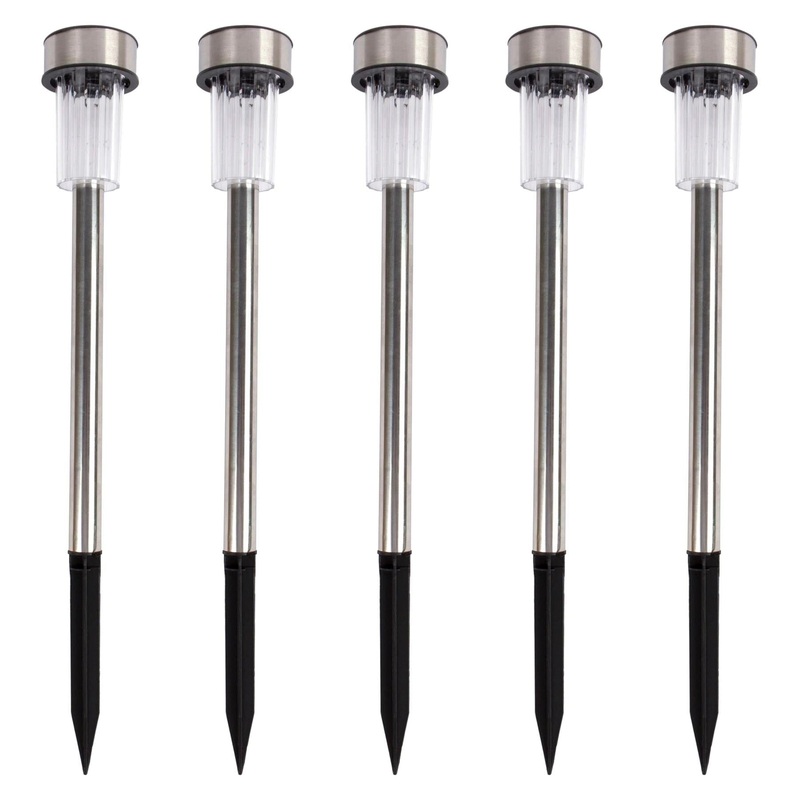 Stainless Steel Solar Pathway Lights - Pack of 5
