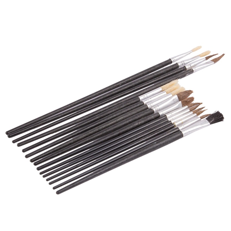 15pc Black Wooden Artist's Paint Brush Set