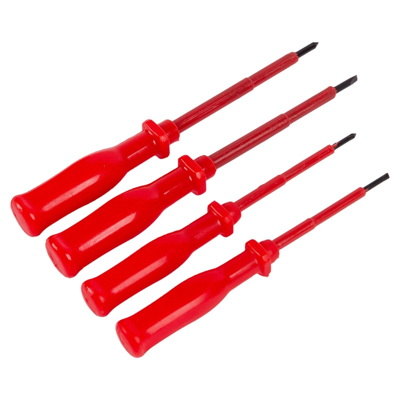 4pc Red Carbon Steel Insulated Screwdriver Set