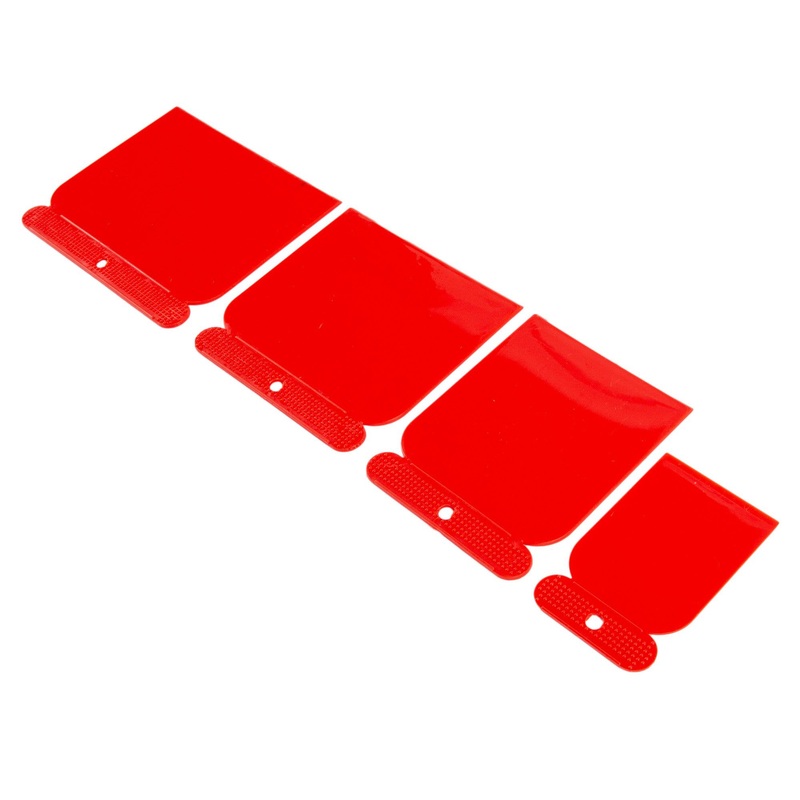 4pc Red Plastic Filling Knife & Scraper Set - 4 Sizes