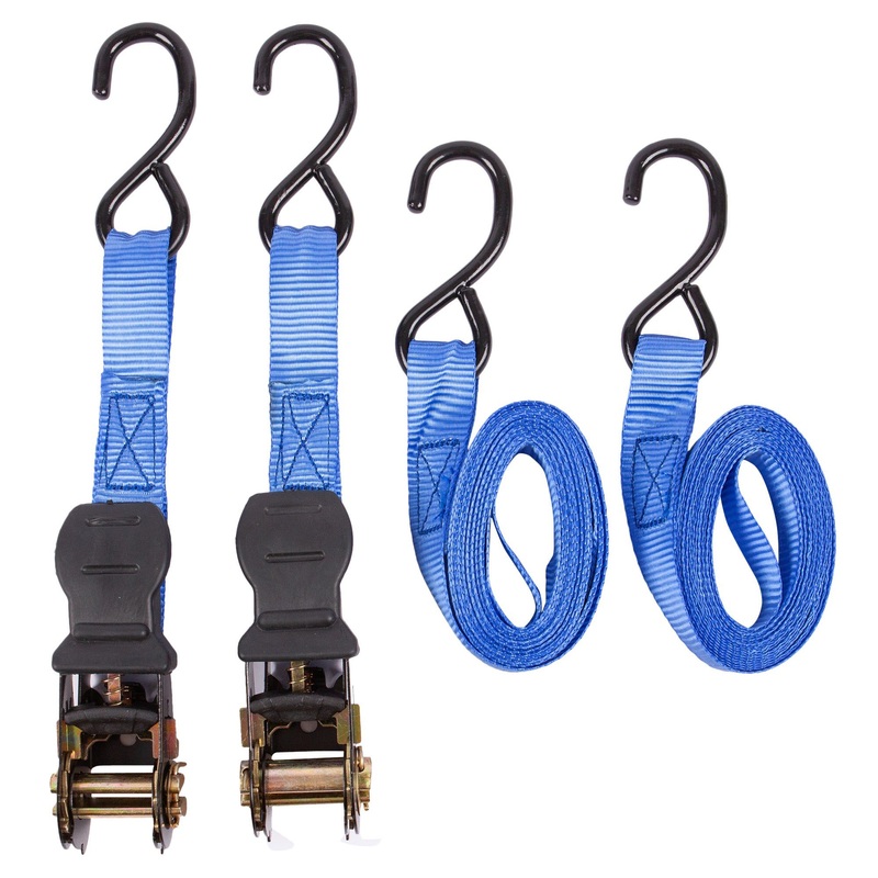 Black 4m Ratchet Tie Down Straps - Pack of 2
