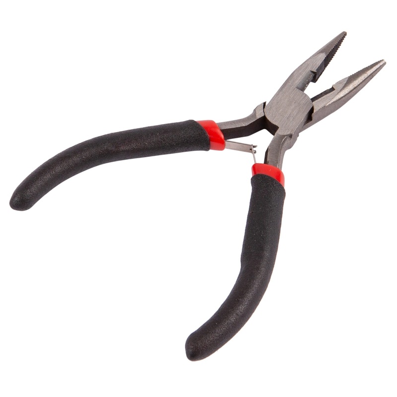 Black Mini 12cm Carbon Steel Long Nose Pliers