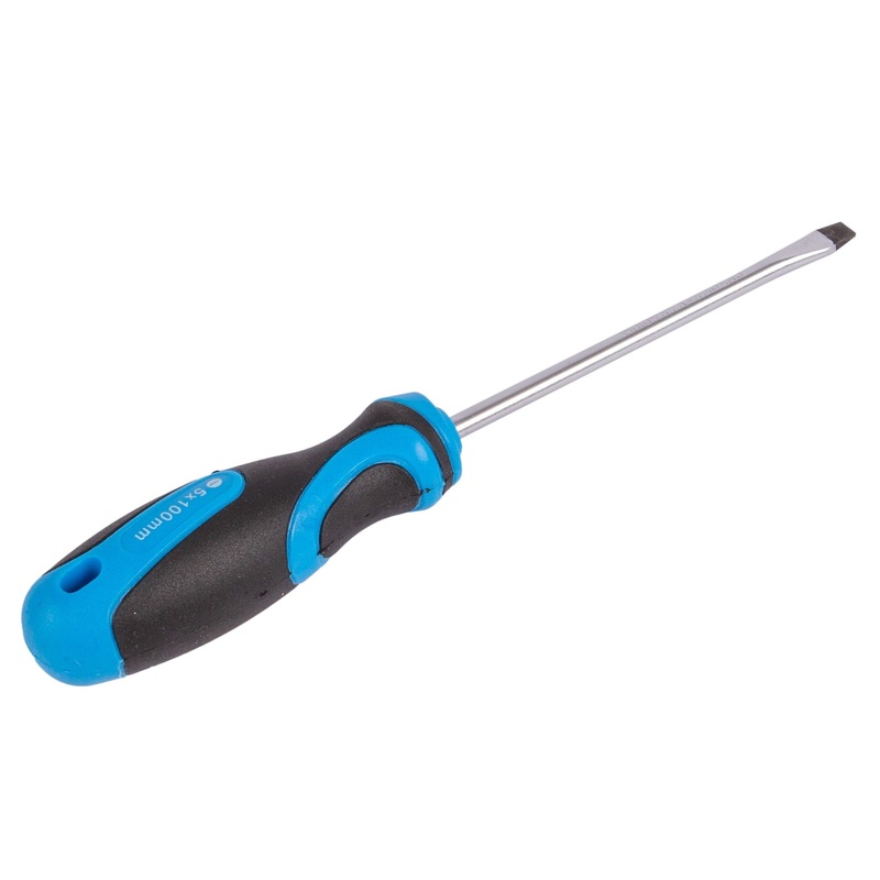 Blue Magnetic 10cm x 5mm Chrome Vanadium Flathead Screwdriver