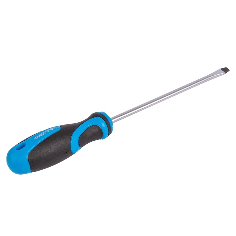 Blue Magnetic 15cm x 6mm Chrome Vanadium Flathead Screwdriver