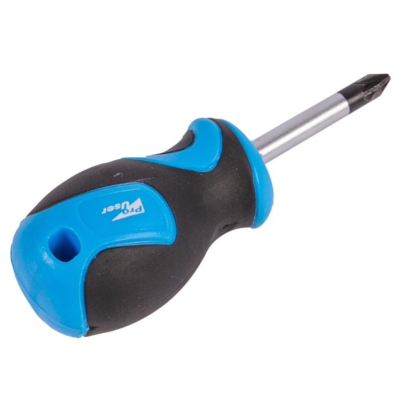 Blue Magnetic 4cm x PZ2 Chrome Vanadium Stubby Pozidriv Screwdriver