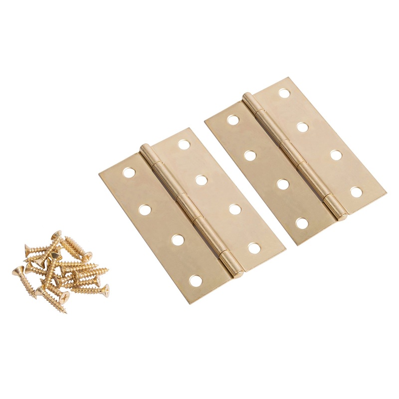 Brass 100mm Steel Butt Hinges - Pack of 2