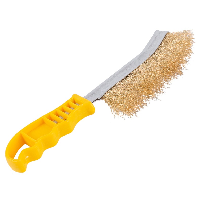 Yellow 32.5cm Brass-Coated Multipurpose Steel Wire Brush