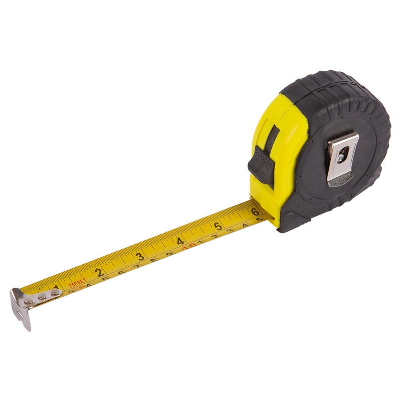 Yellow 7.5m x 24mm Retractable Tape Measure with Cover