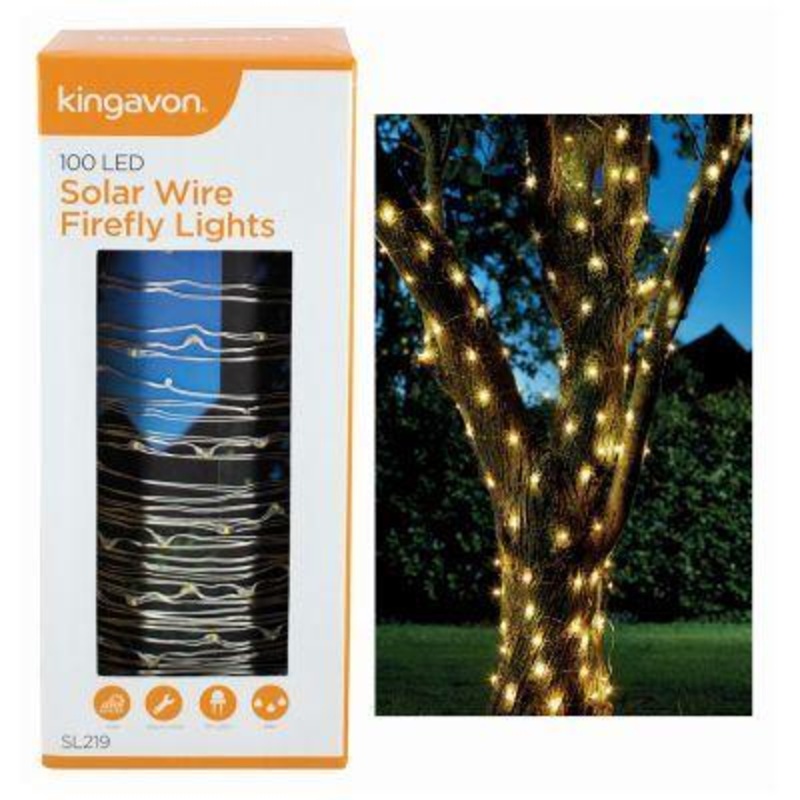 100 LED Warm Solar Wire Firefly Lights Set