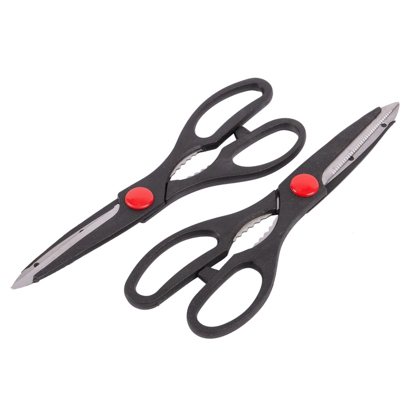 2pc Black Stainless Steel Multifunctional Kitchen Scissors Set