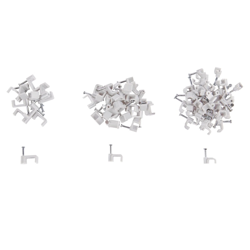 80pc Round Plastic Cable Clips Set - 3 Sizes