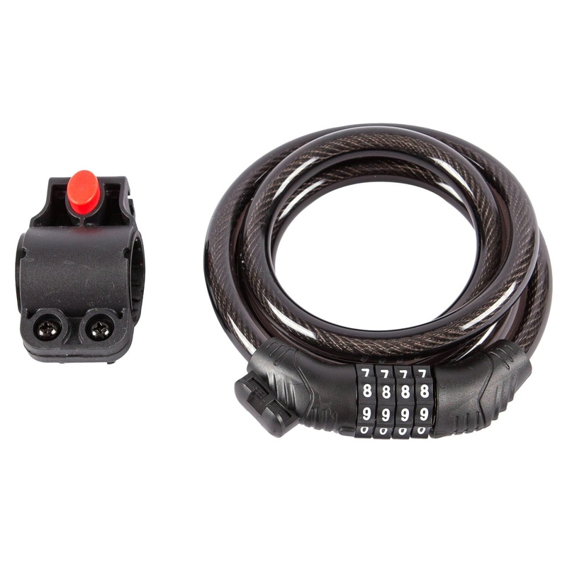 Black 1.2m Combination Cable Lock & Bracket