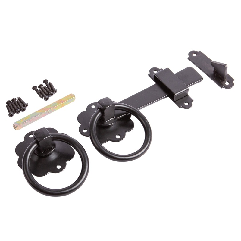 Black 152mm Steel Ring Gate Latch