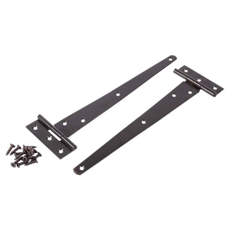 Black 254mm Heavy-Duty T-Hinges - Pack of 2