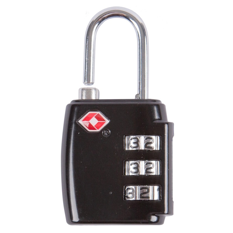 Black TSA-Approved 3-Digit Metal Combination Padlock