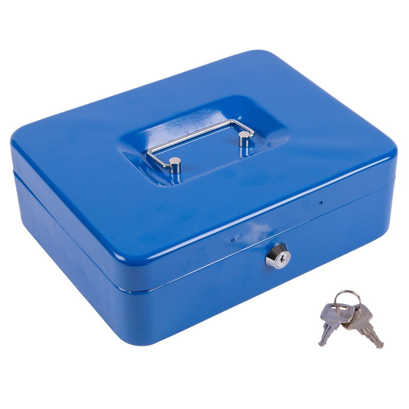 Blue 25.5cm Metal Cash Box
