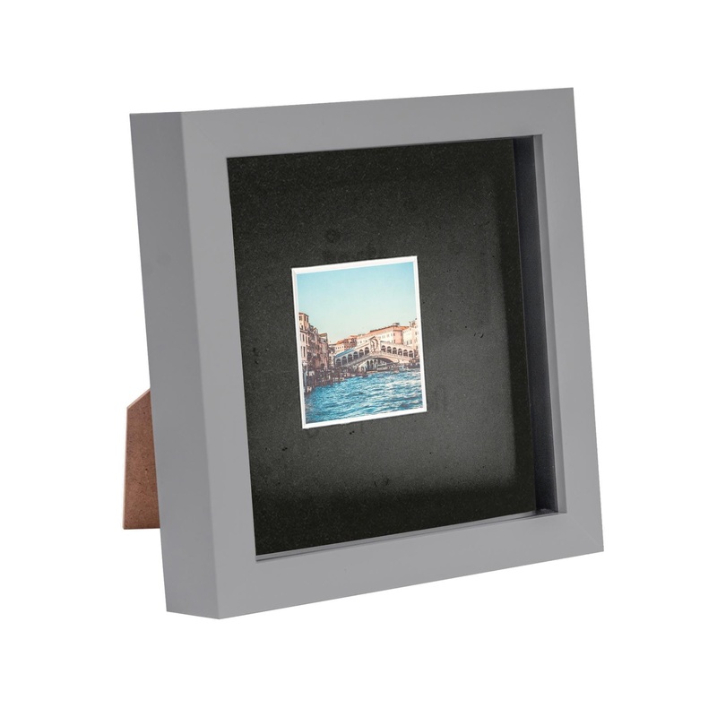 Grey 6" x 6" 3D Box Photo Frame with 2" x 2" Mount
