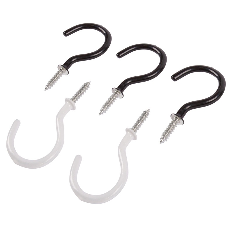 Multicolour 50mm PVC-Coated Screw Hooks - Pack of 5