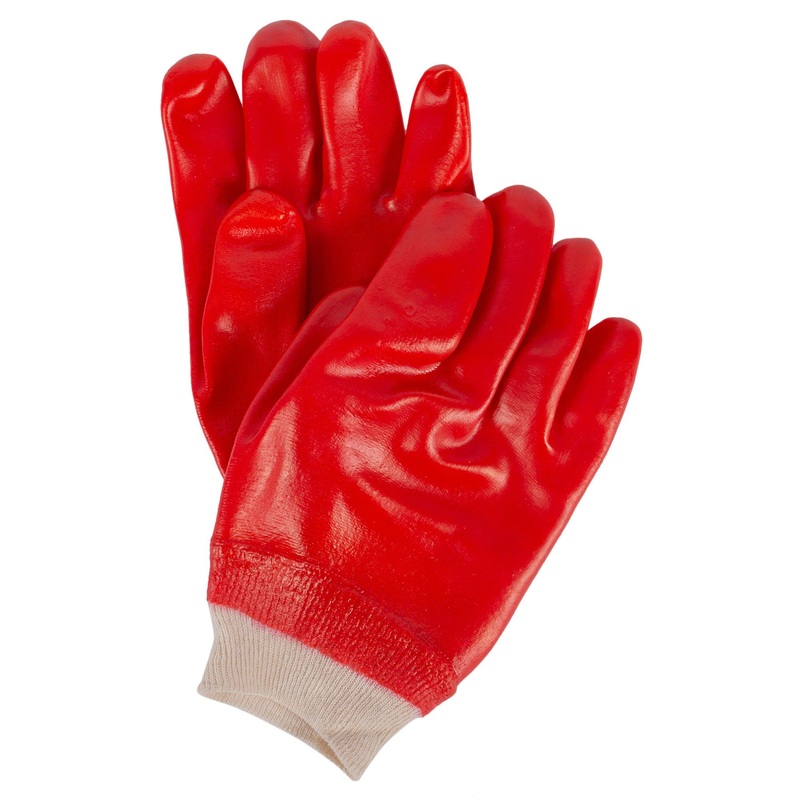 Red L PVC-Coated Work Gloves