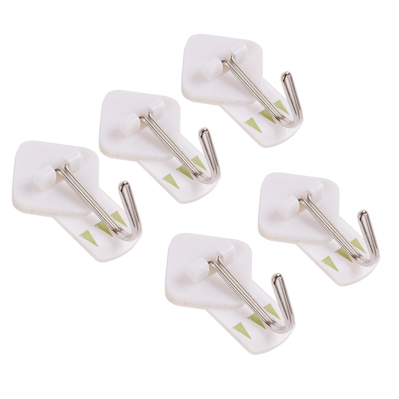 White 20mm x 20mm Swivel Metal Self-Adhesive Hooks - Pack of 5