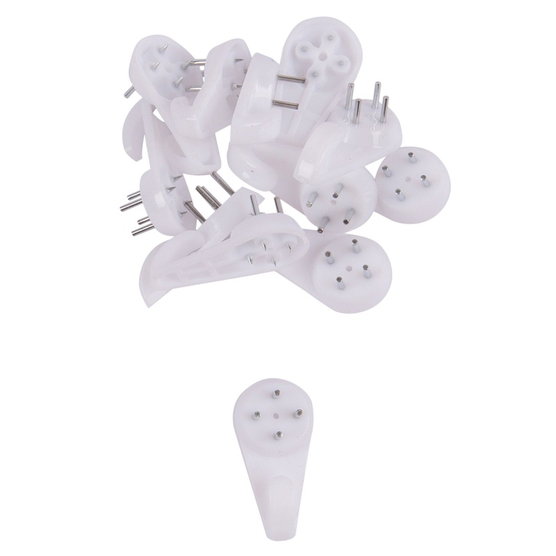White 30mm Plastic Picture Hooks - Pack of 12