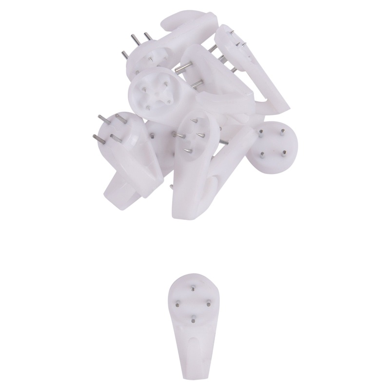 White 40mm Plastic Picture Hooks - Pack of 10