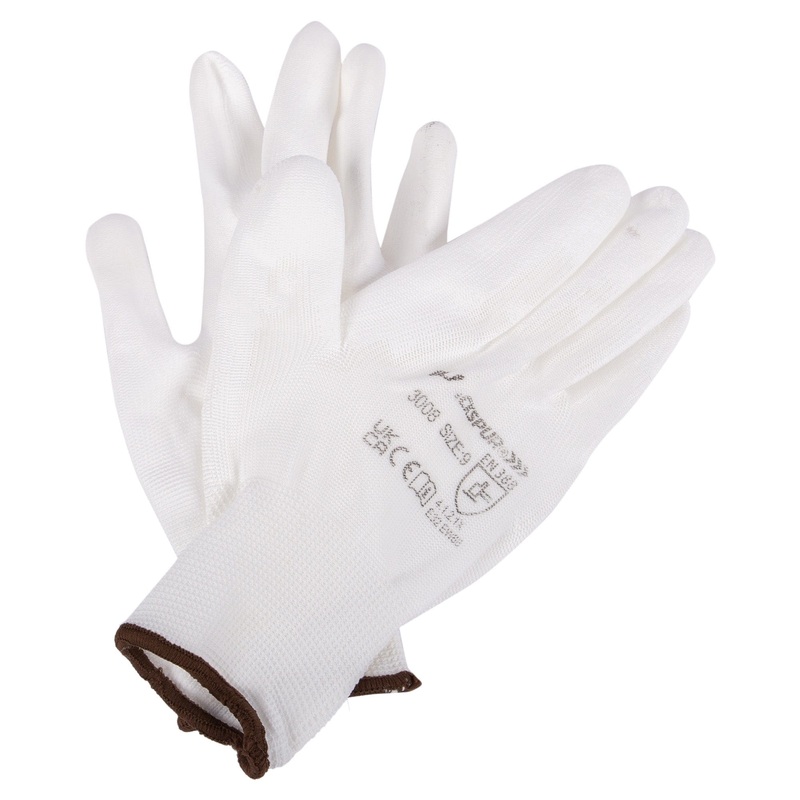 White L Lightweight Painters PU Gripper Gloves