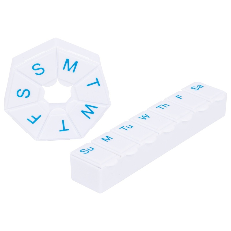 2pc White Plastic Pill Box Set