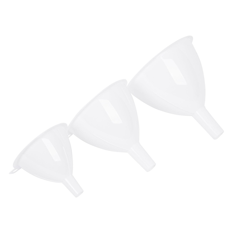 3pc White Polypropylene Funnel Set