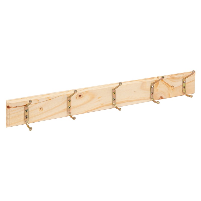 5 Hook Wooden Wall-Mounted Coat Rack