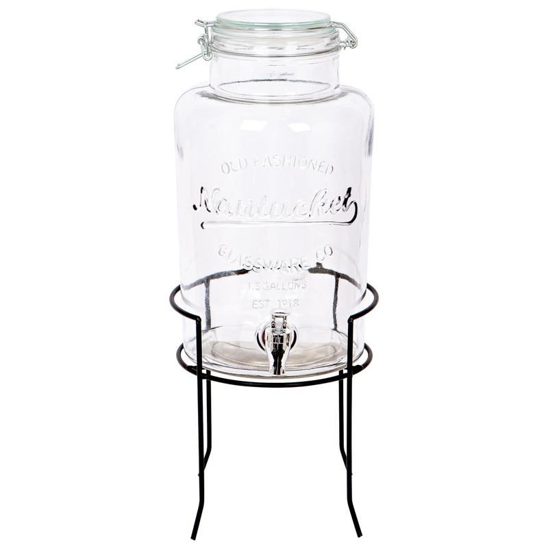 6.5L Glass Drinks Dispenser with Tap & Black Stand
