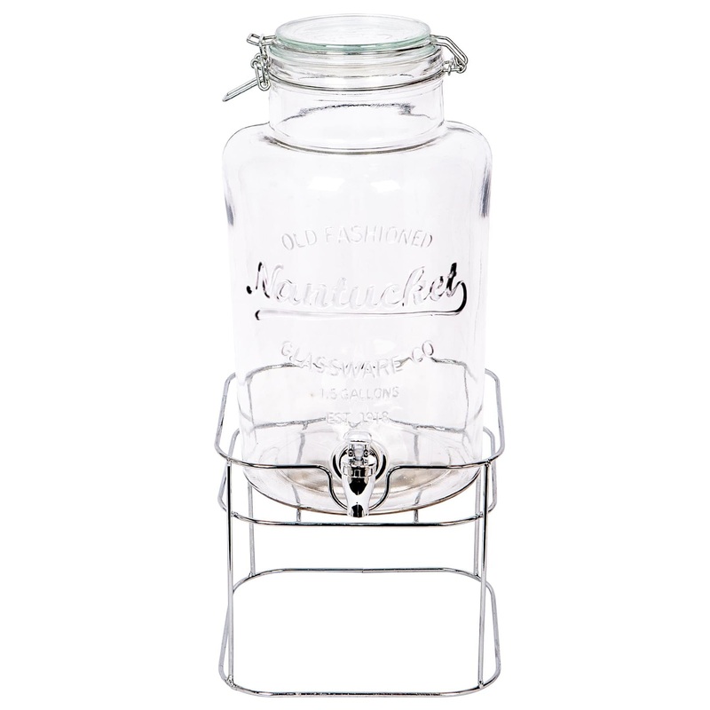 6.5L Glass Drinks Dispenser with Tap & Chrome Stand