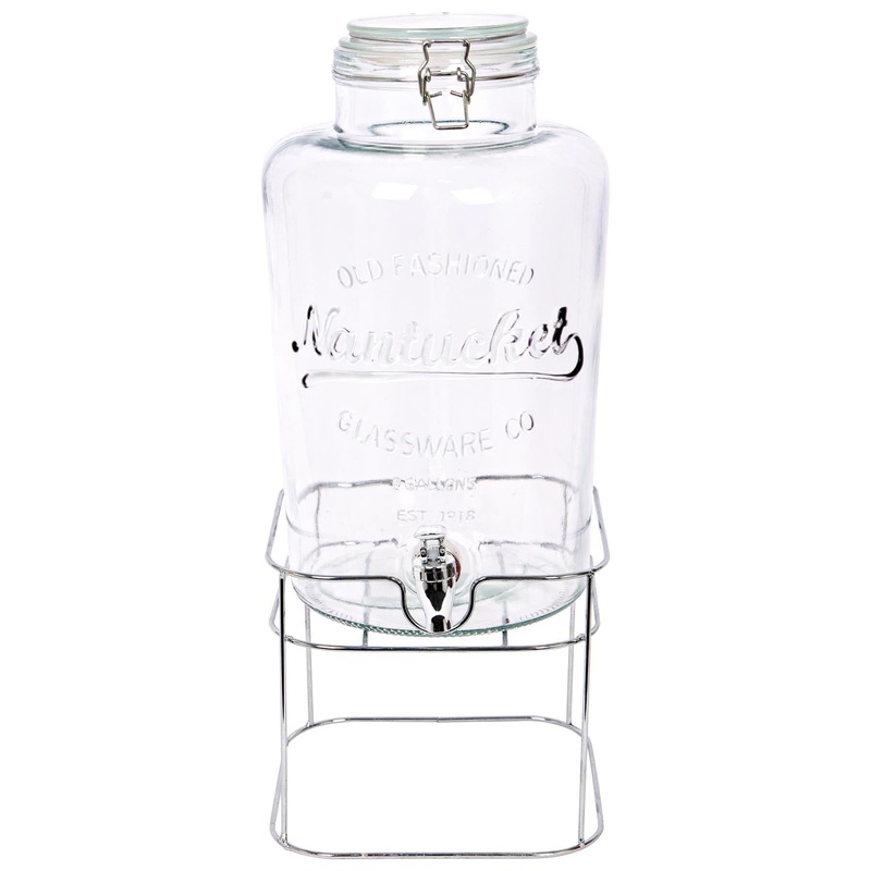 8.7L Glass Drinks Dispenser with Tap & Chrome Stand