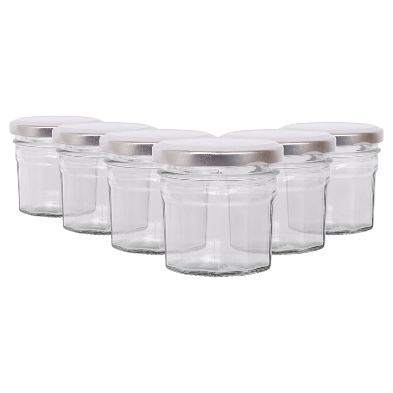 90ml Glass Jam Jars with Lids - Pack of 6