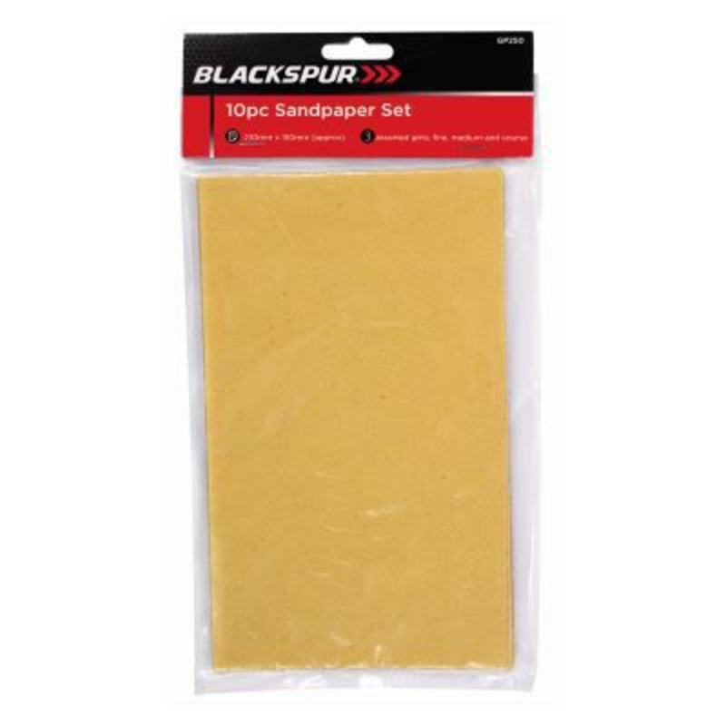 Assorted Grit Sandpaper Sheets - Pack of 10